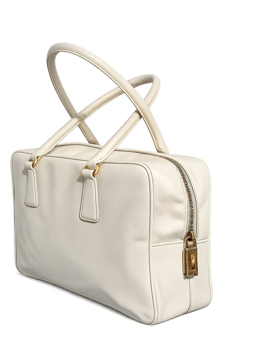 Authentic Prada Bauletto Cream Saffiano Leather Satchel Bag - Picture 7 of 17